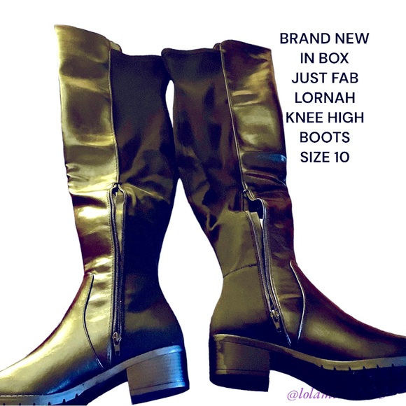 BRAND NEW JUST FAB KNEE HIGH BLK BOOTS-SOFT SILKY/STRETCH BACK & FLAT HEEL-SZ 10 - Picture 3 of 16